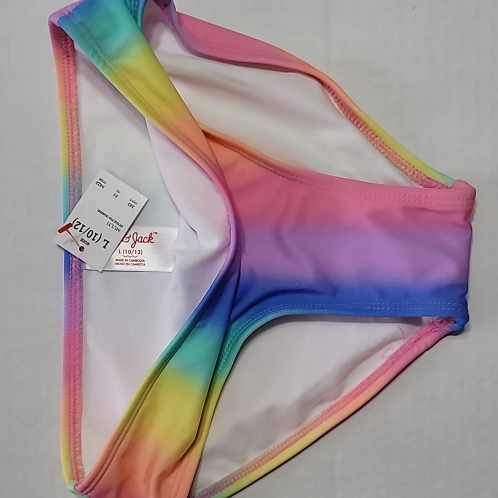 ** Cat & Jack, Size Lrg  (10/12), Ombre Midrise Bikini Rainbow